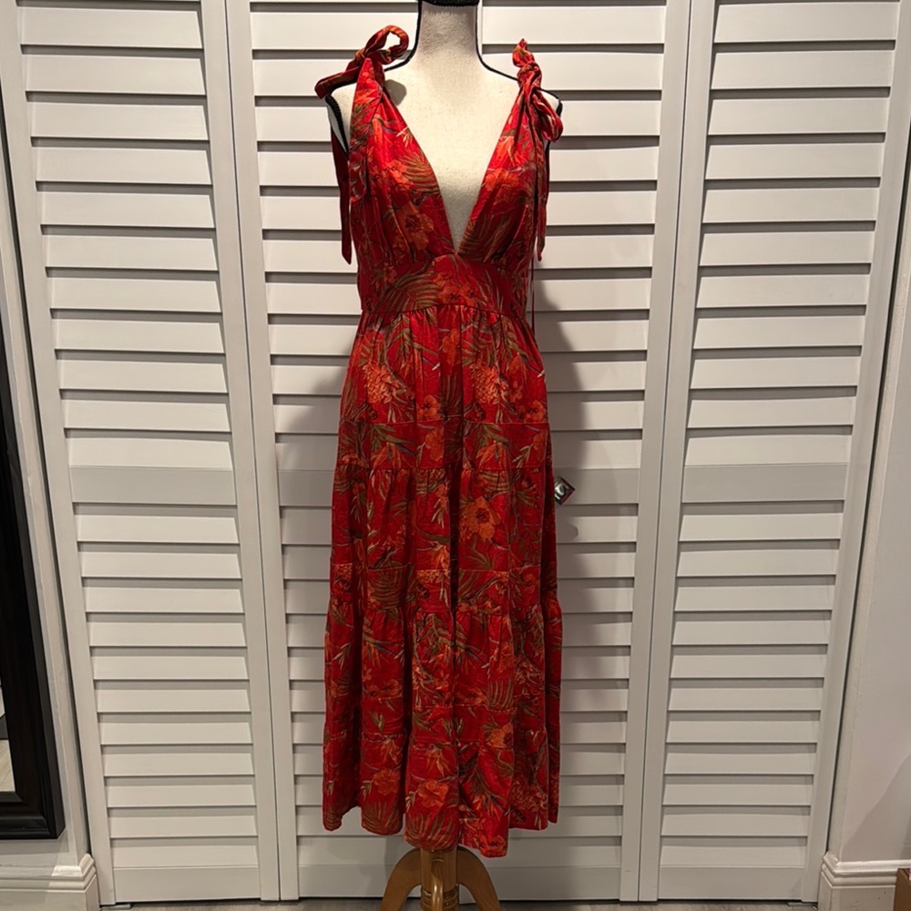 House of Harlow 1960 Colorful Tropical Maxi Sundress in a Rayon/linen blend - Picture 3 of 13